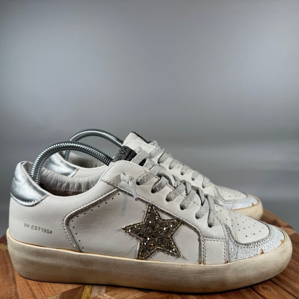 Vintage Havana White Multi Glitter Star Leather Sneakers Women's Size 10‎
